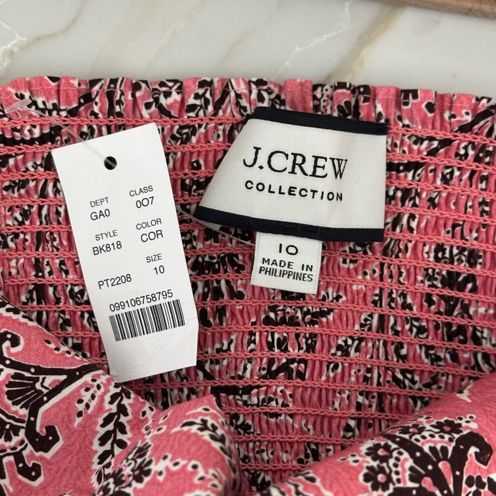 J. Crew collection tie shoulder tank top pink floral print size 10 NWT - Picture 6 of 6